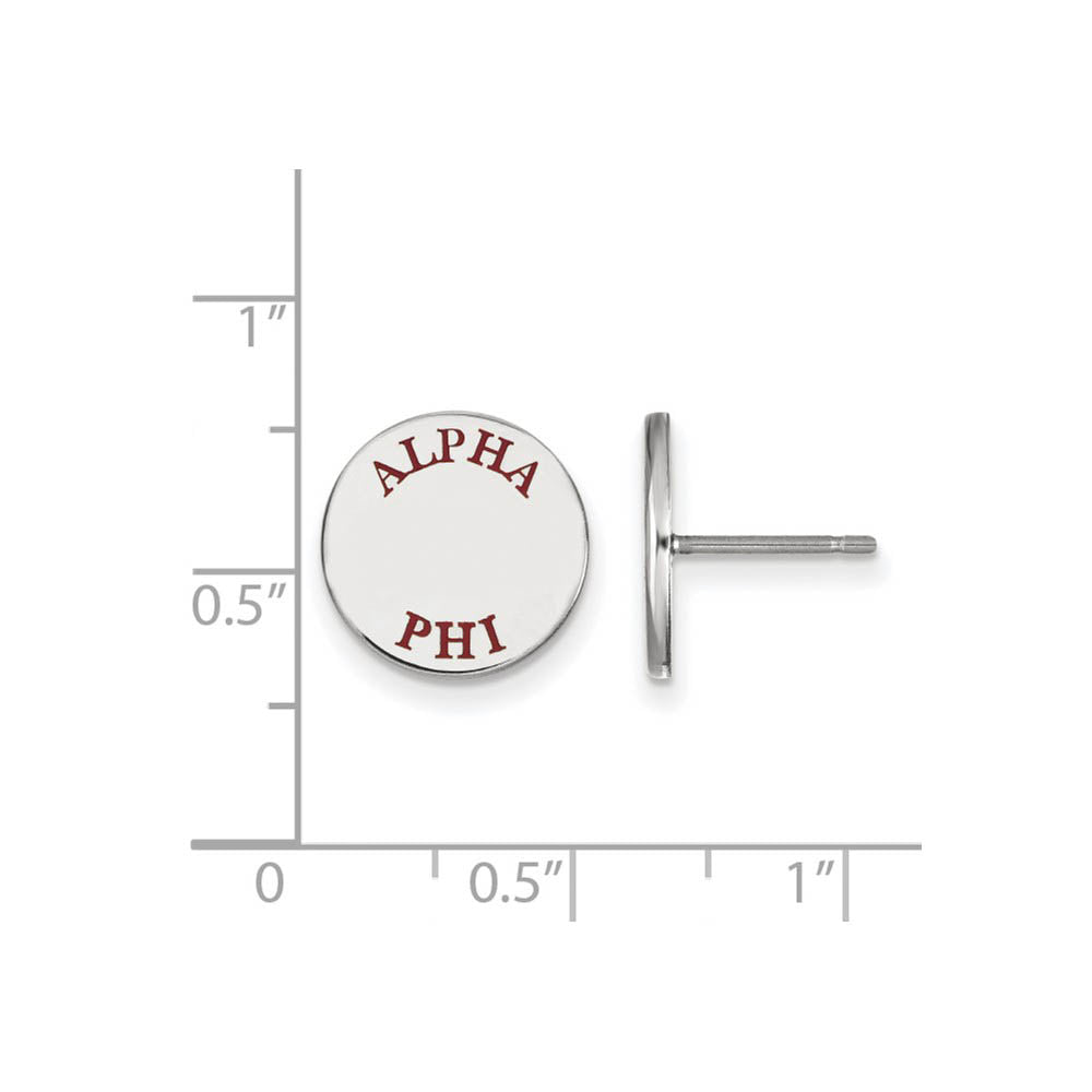 Alternate view of the Sterling Silver Alpha Phi Red Enamel Post Earrings by The Black Bow Jewelry Co.