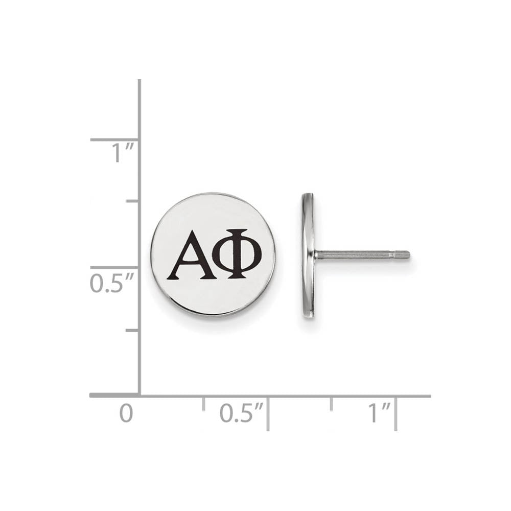 Alternate view of the Sterling Silver Alpha Phi Black Enamel Greek Post Earrings by The Black Bow Jewelry Co.