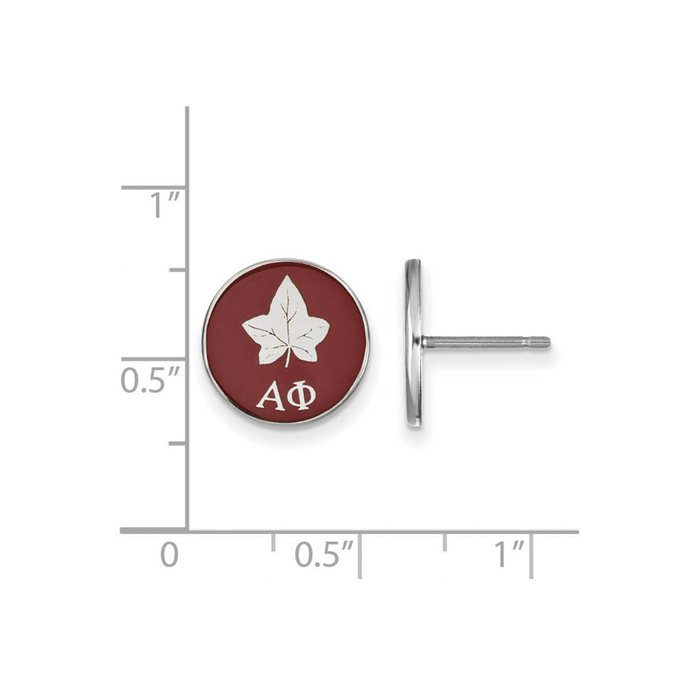 Alternate view of the Sterling Silver Alpha Phi Red Enamel Logo Post Earrings by The Black Bow Jewelry Co.
