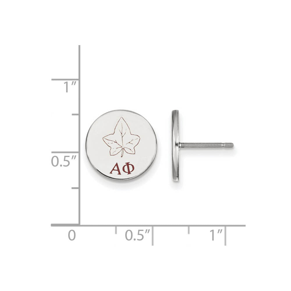 Alternate view of the Sterling Silver Alpha Phi Enamel Post Earrings by The Black Bow Jewelry Co.