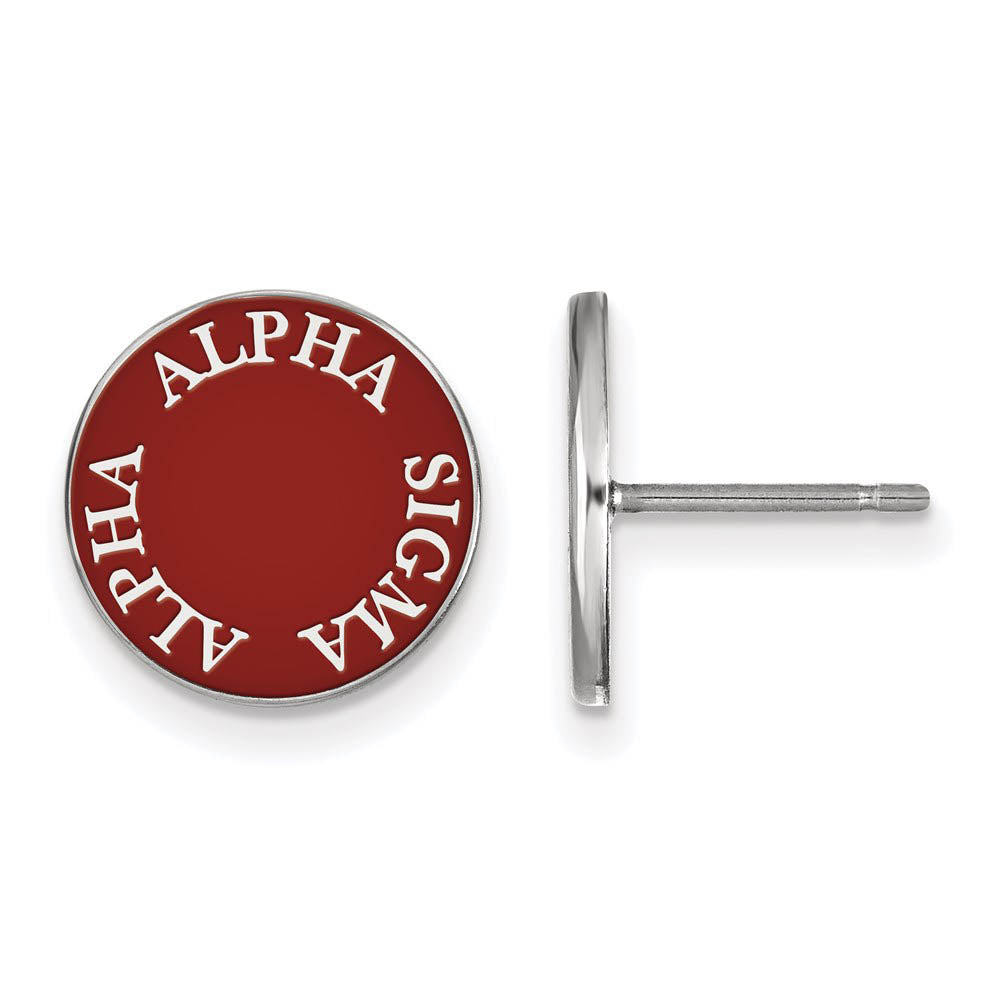Sterling Silver Alpha Sigma Alpha Enamel Disc Post Earrings, Item E17088 by The Black Bow Jewelry Co.