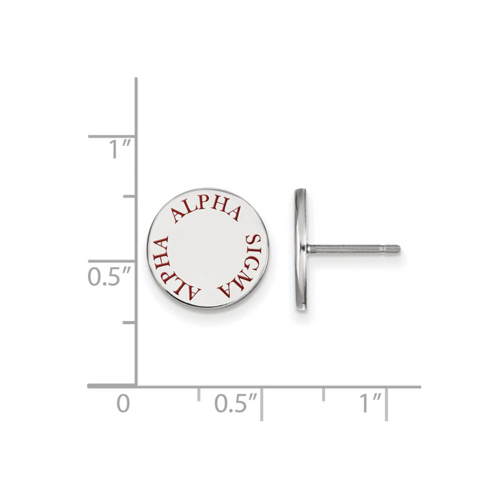 Alternate view of the Sterling Silver Alpha Sigma Alpha Red Enamel Post Earrings by The Black Bow Jewelry Co.