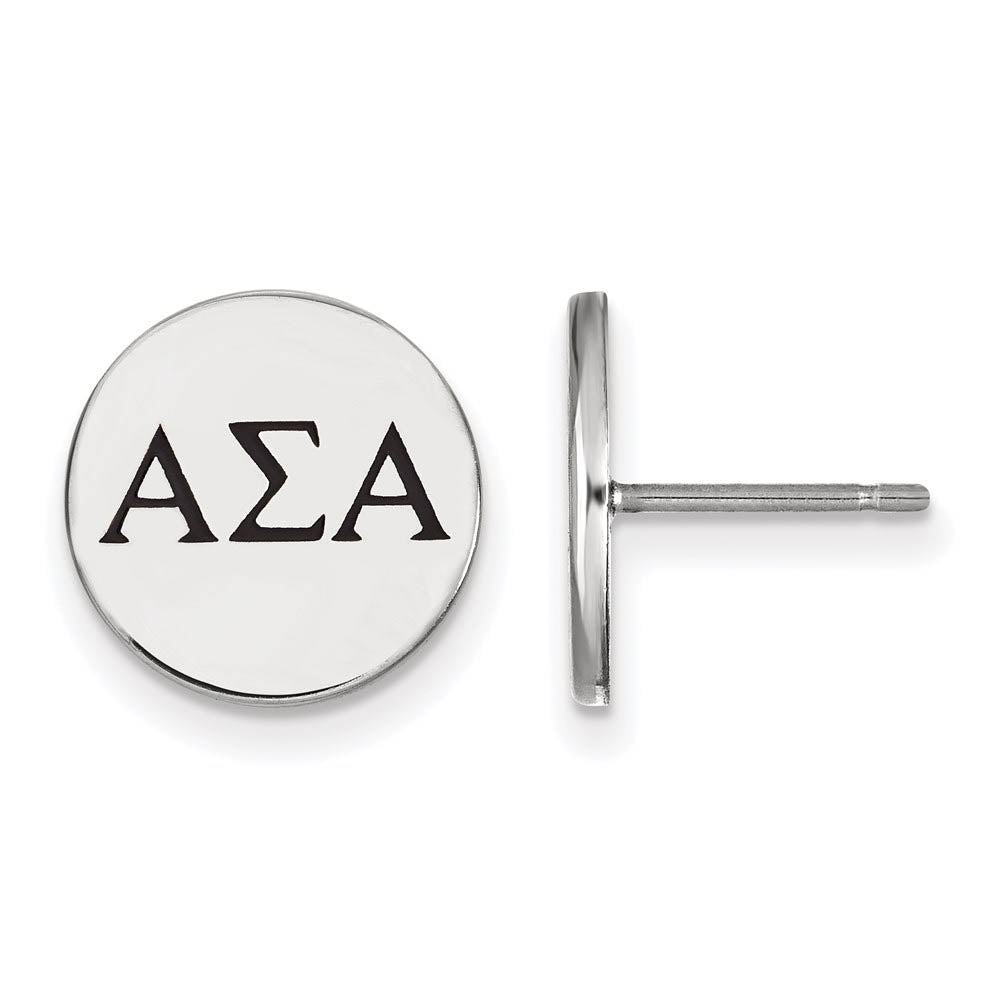 Sterling Silver Alpha Sigma Alpha Black Enamel Greek Post Earrings, Item E17092 by The Black Bow Jewelry Co.
