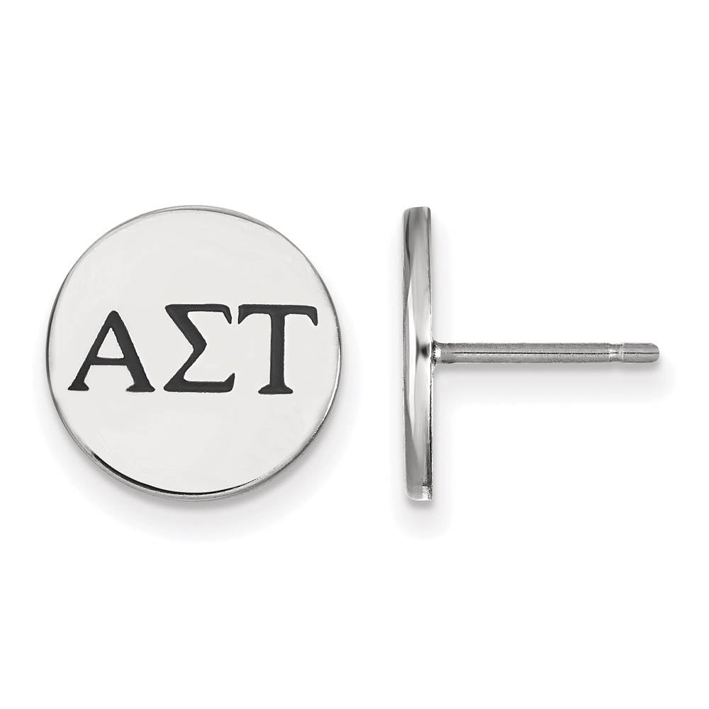 Sterling Silver Alpha Sigma Tau Black Enamel Greek Post Earrings, Item E17099 by The Black Bow Jewelry Co.