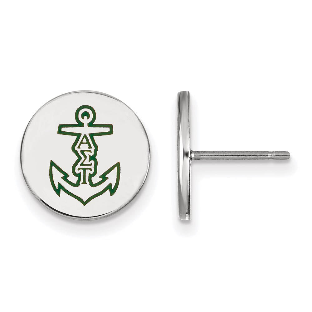 Sterling Silver Alpha Sigma Tau Enamel Post Earrings, Item E17101 by The Black Bow Jewelry Co.
