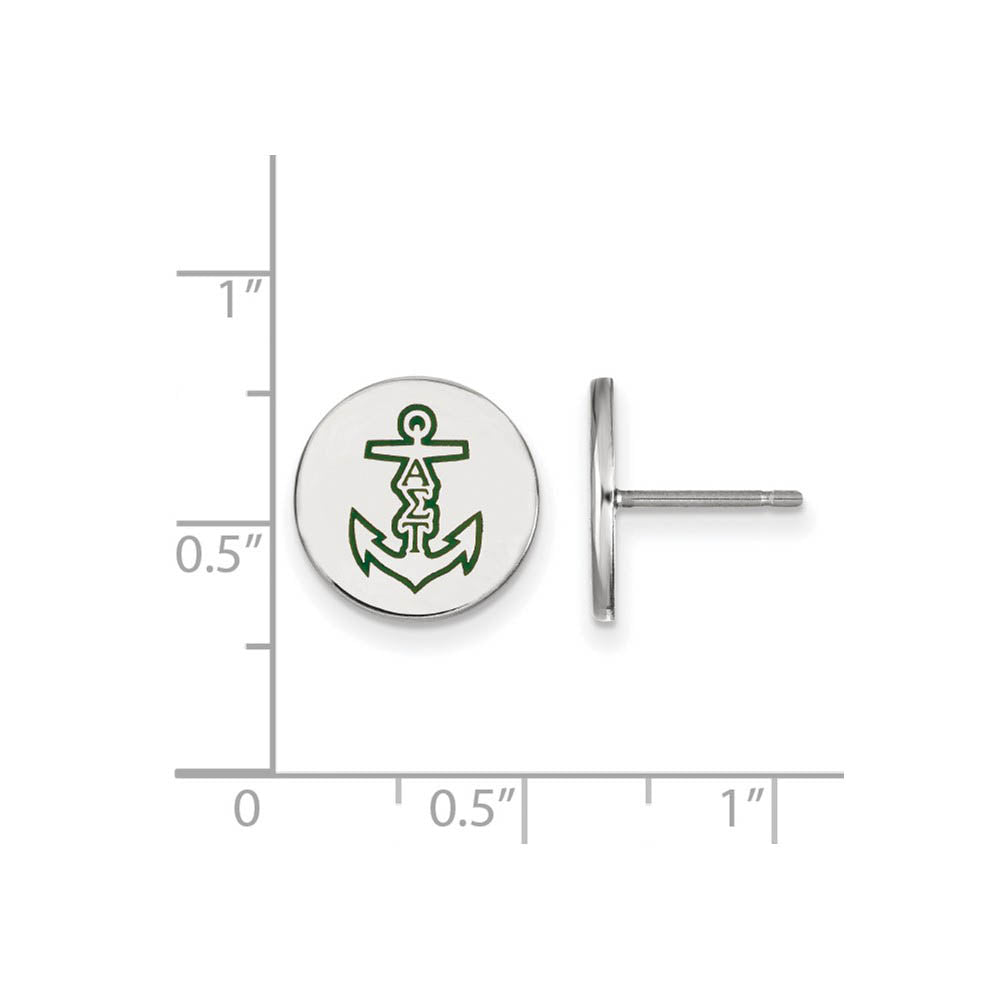 Alternate view of the Sterling Silver Alpha Sigma Tau Enamel Post Earrings by The Black Bow Jewelry Co.
