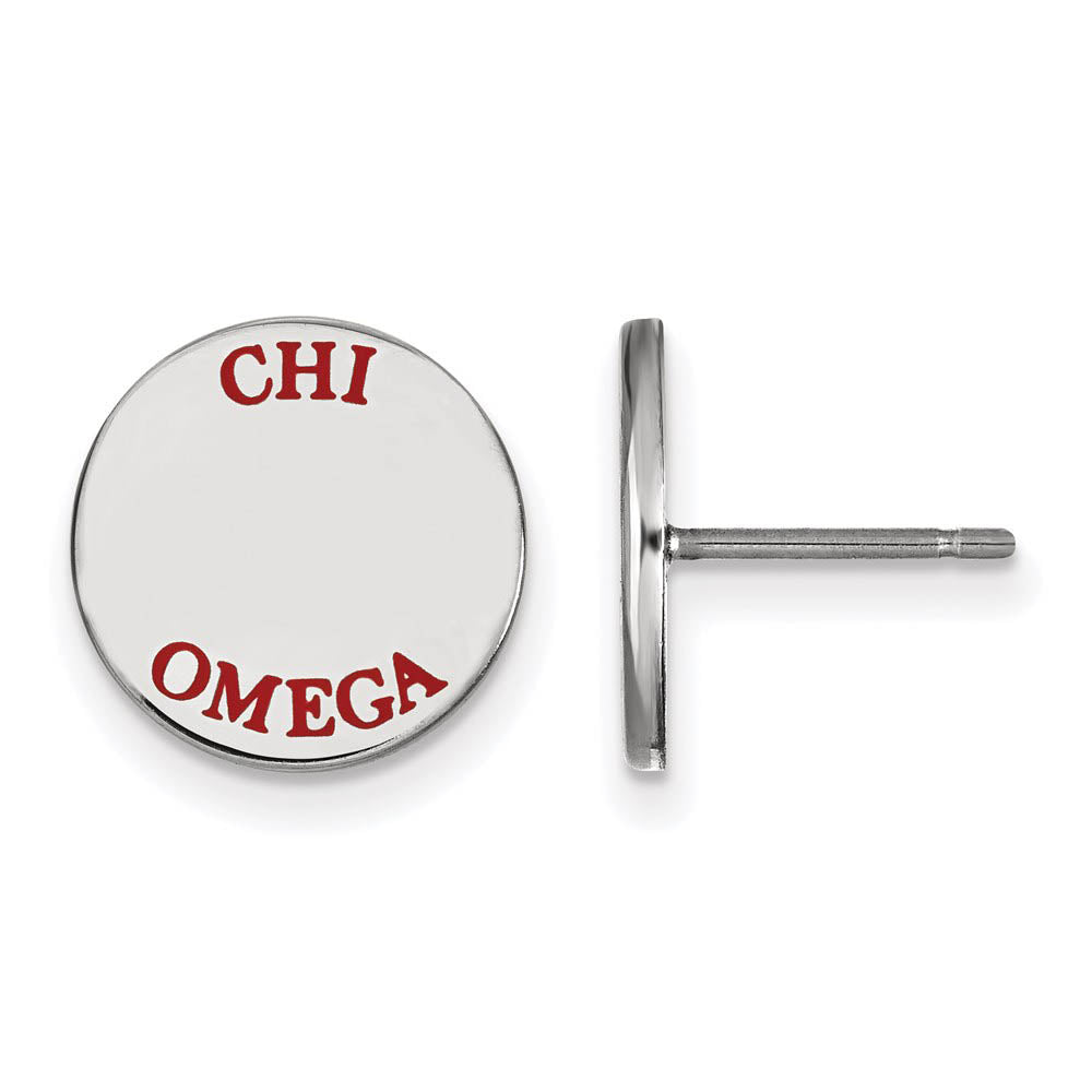 Sterling Silver Chi Omega Red Enamel Post Earrings, Item E17110 by The Black Bow Jewelry Co.