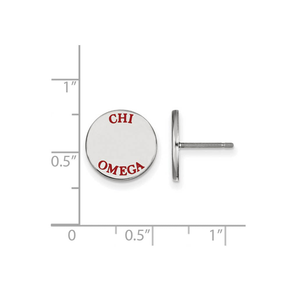 Alternate view of the Sterling Silver Chi Omega Red Enamel Post Earrings by The Black Bow Jewelry Co.