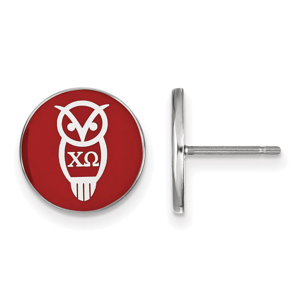 Sterling Silver Chi Omega Enamel Mascot Post Earrings, Item E17114 by The Black Bow Jewelry Co.