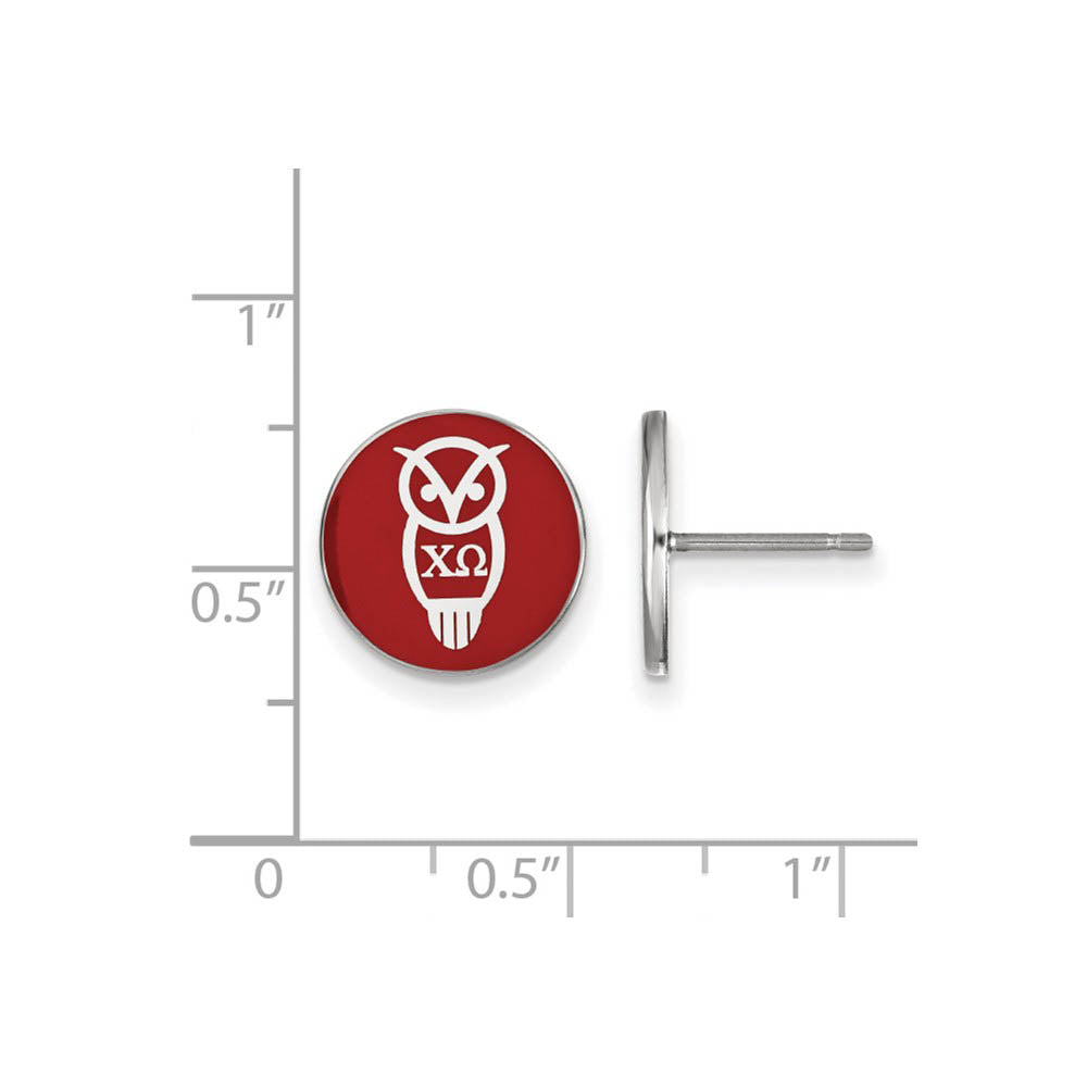Alternate view of the Sterling Silver Chi Omega Enamel Mascot Post Earrings by The Black Bow Jewelry Co.