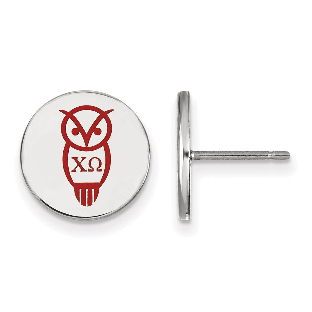 Sterling Silver Chi Omega Enamel Post Earrings, Item E17115 by The Black Bow Jewelry Co.