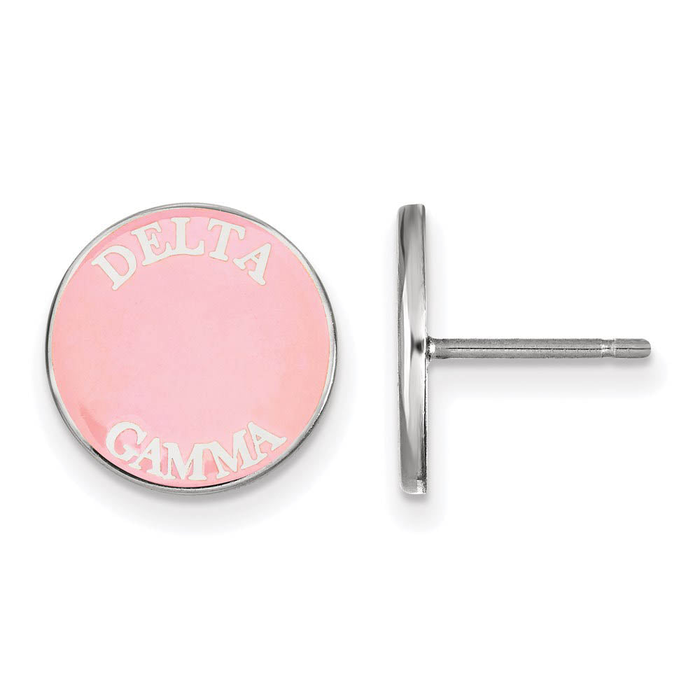 Sterling Silver Delta Gamma Enamel Disc Post Earrings, Item E17123 by The Black Bow Jewelry Co.