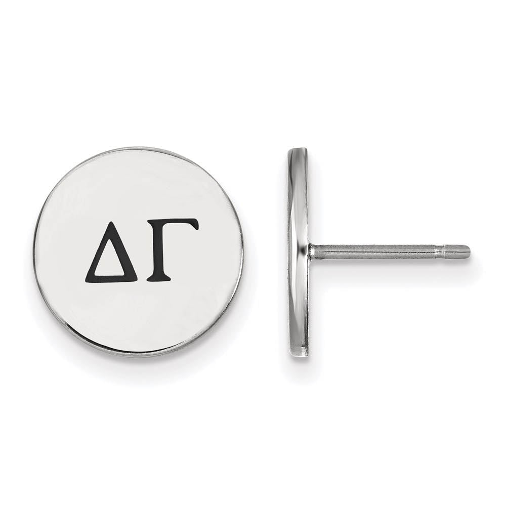 Sterling Silver Delta Gamma Black Enamel Greek Post Earrings, Item E17127 by The Black Bow Jewelry Co.