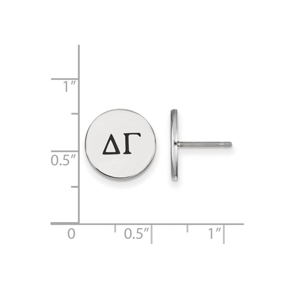 Alternate view of the Sterling Silver Delta Gamma Black Enamel Greek Post Earrings by The Black Bow Jewelry Co.