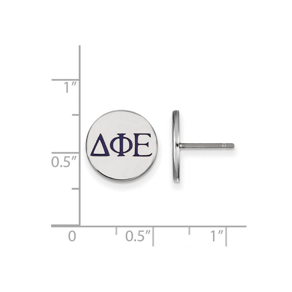 Alternate view of the Sterling Silver Delta Phi Epsilon Enamel Greek Letters Post Earrings by The Black Bow Jewelry Co.