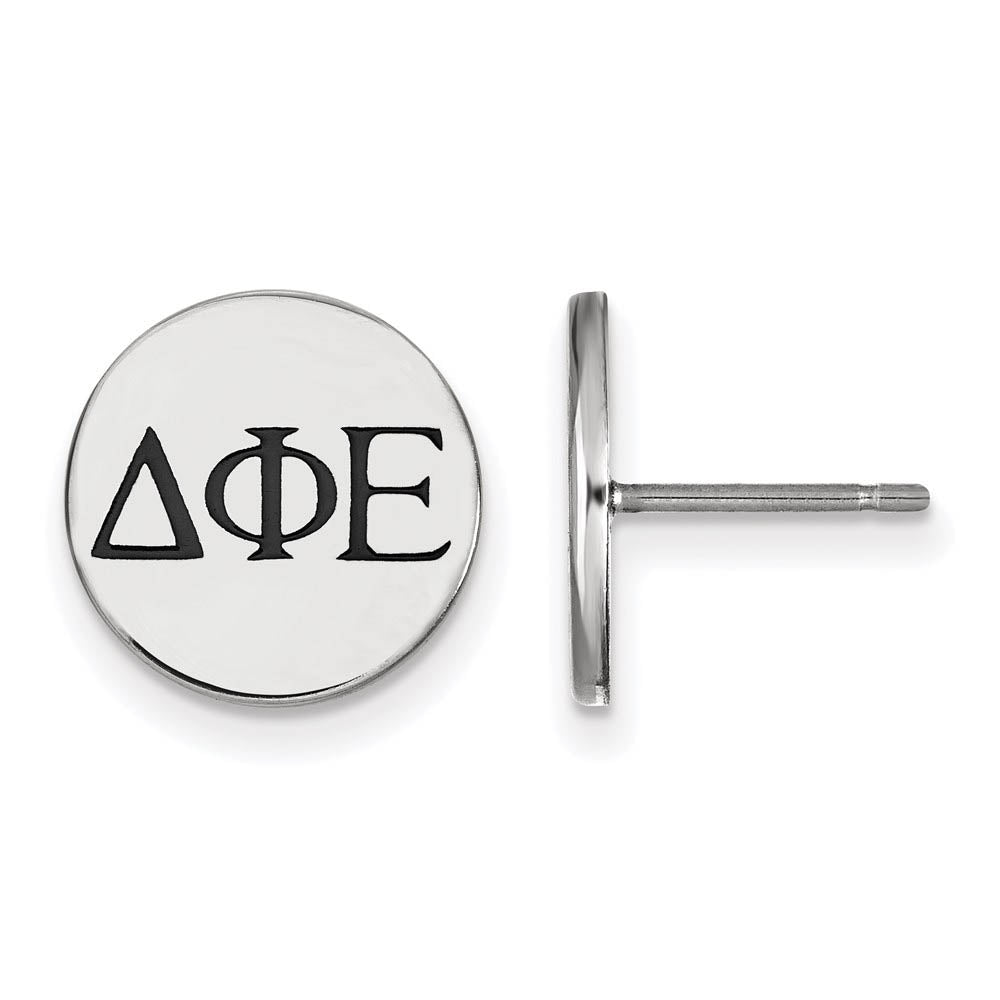 Sterling Silver Delta Phi Epsilon Black Enamel Greek Post Earrings, Item E17134 by The Black Bow Jewelry Co.