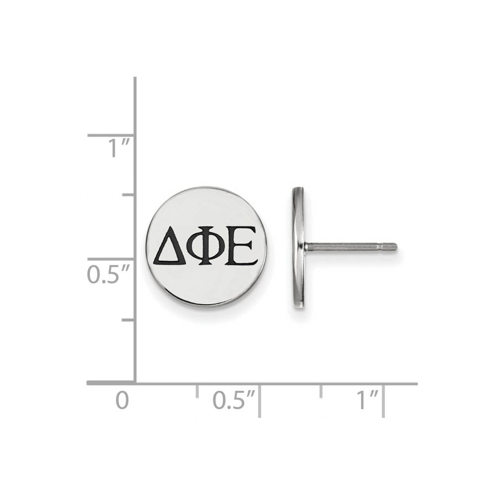Alternate view of the Sterling Silver Delta Phi Epsilon Black Enamel Greek Post Earrings by The Black Bow Jewelry Co.