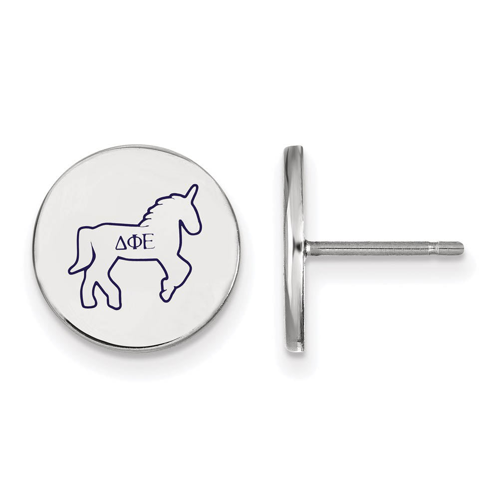 Sterling Silver Delta Phi Epsilon Enamel Post Earrings, Item E17136 by The Black Bow Jewelry Co.