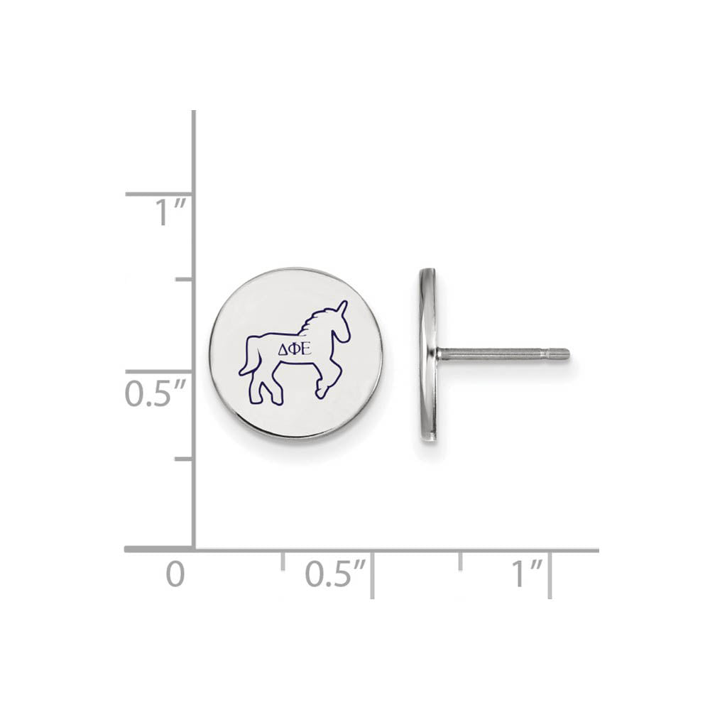 Alternate view of the Sterling Silver Delta Phi Epsilon Enamel Post Earrings by The Black Bow Jewelry Co.