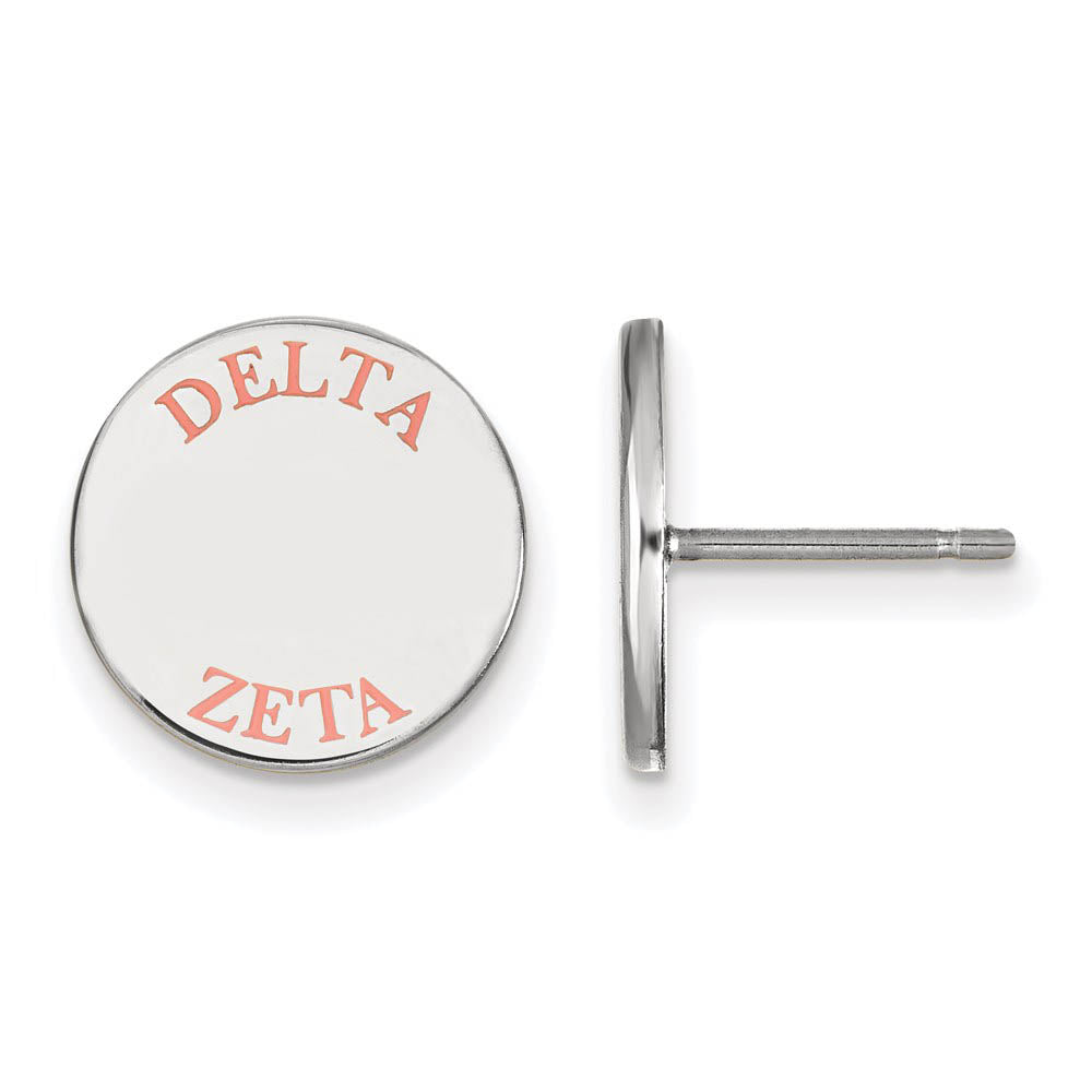 Sterling Silver Delta Zeta Pink Enamel Post Earrings, Item E17138 by The Black Bow Jewelry Co.
