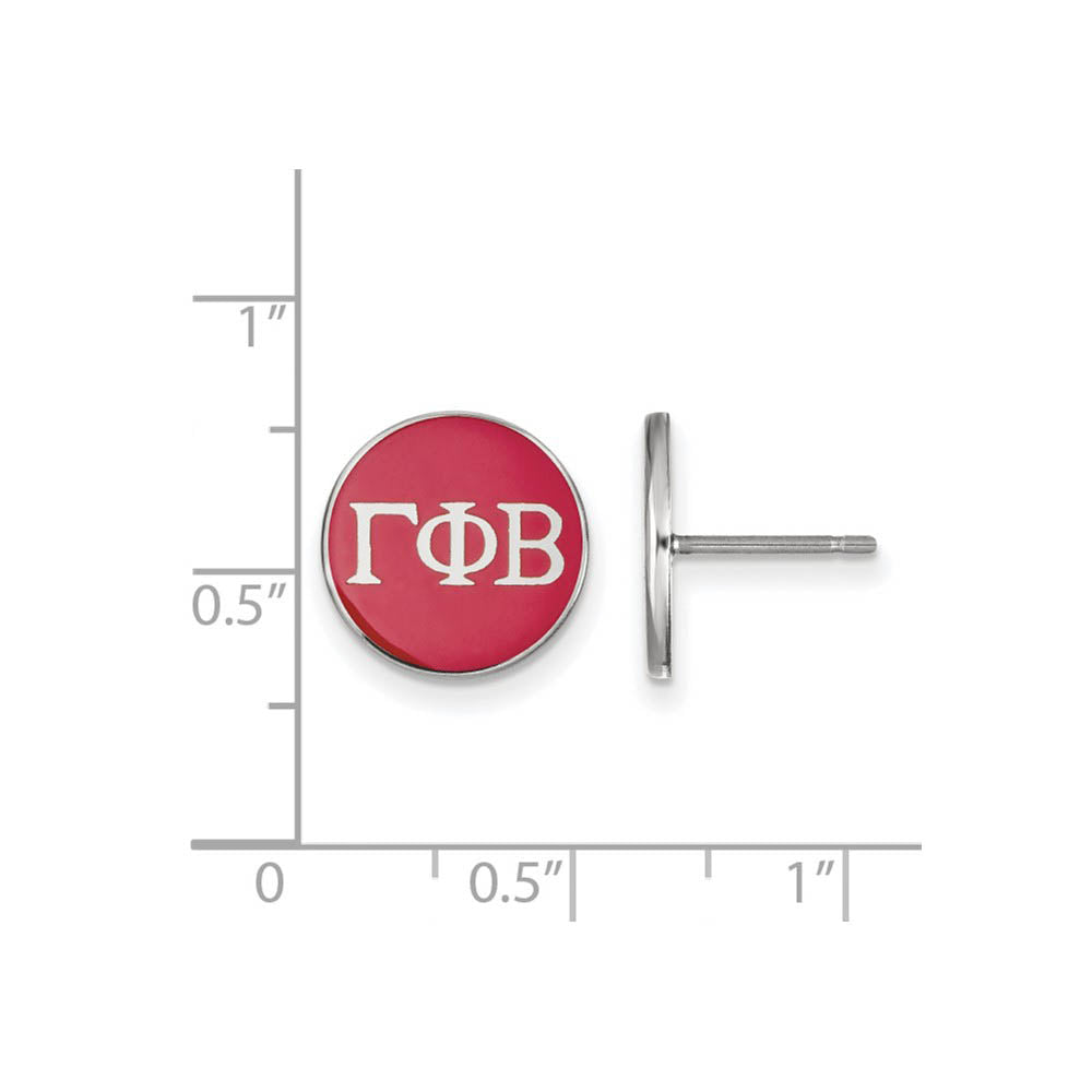 Alternate view of the Sterling Silver Gamma Phi Beta Red Enamel Disc Post Earrings by The Black Bow Jewelry Co.