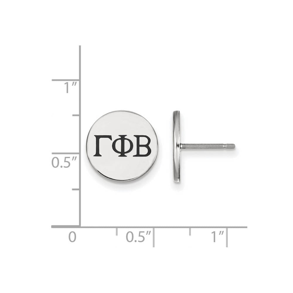 Alternate view of the Sterling Silver Gamma Phi Beta Black Enamel Greek Post Earrings by The Black Bow Jewelry Co.