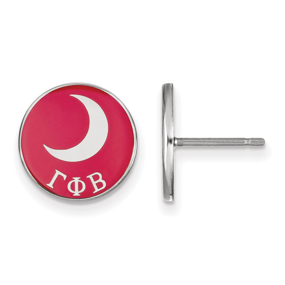 Sterling Silver Gamma Phi Beta Enamel Moon Post Earrings, Item E17149 by The Black Bow Jewelry Co.