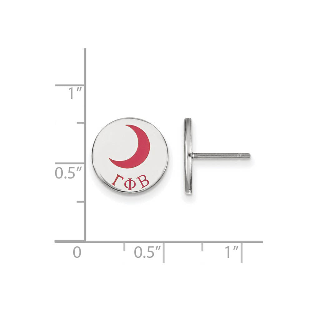 Alternate view of the Sterling Silver Gamma Phi Beta Enamel Post Earrings by The Black Bow Jewelry Co.