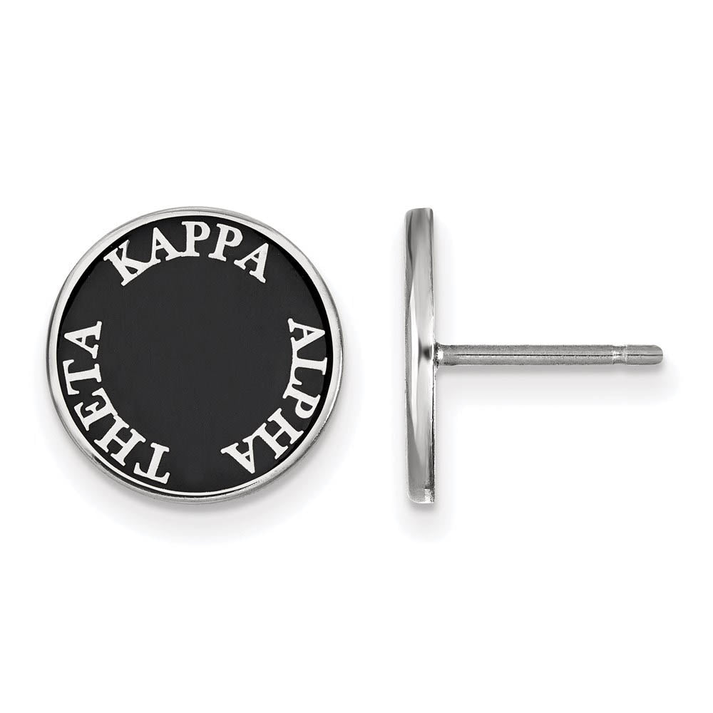 Sterling Silver Kappa Alpha Theta Enamel Disc Post Earrings, Item E17151 by The Black Bow Jewelry Co.