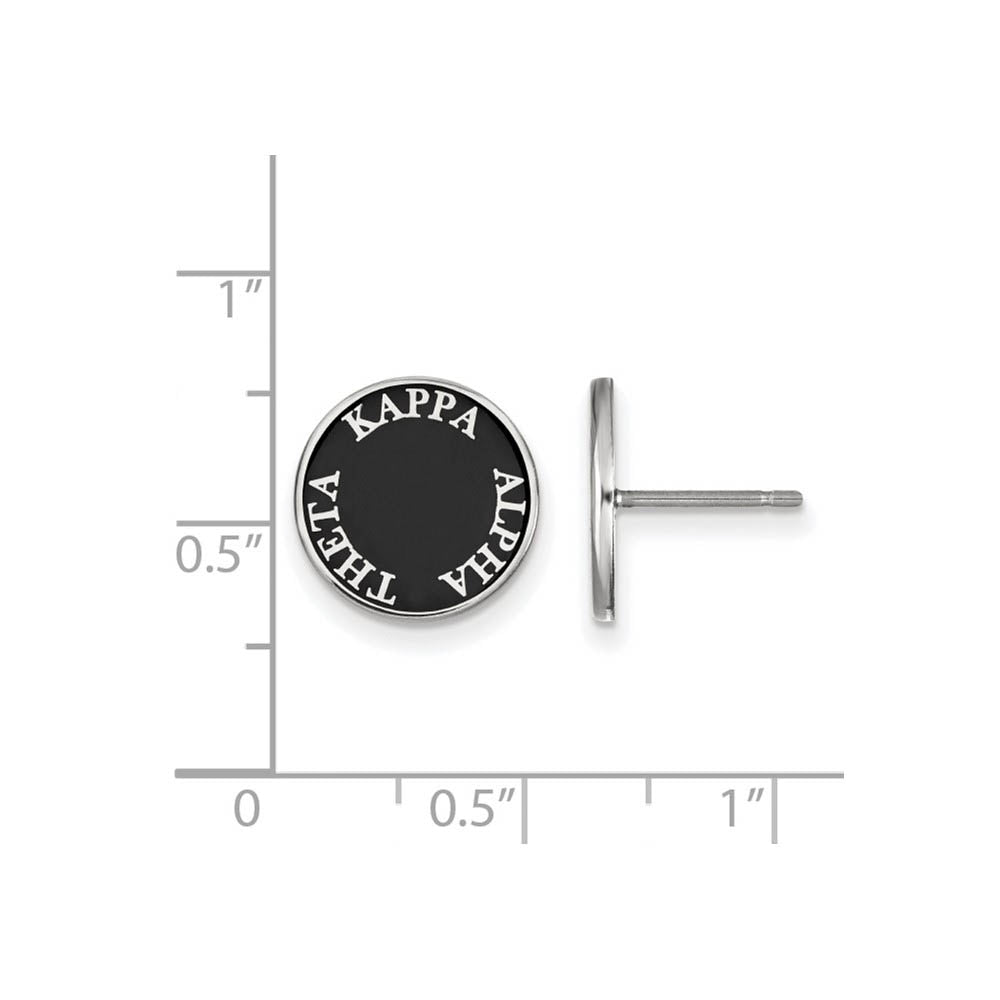 Alternate view of the Sterling Silver Kappa Alpha Theta Enamel Disc Post Earrings by The Black Bow Jewelry Co.