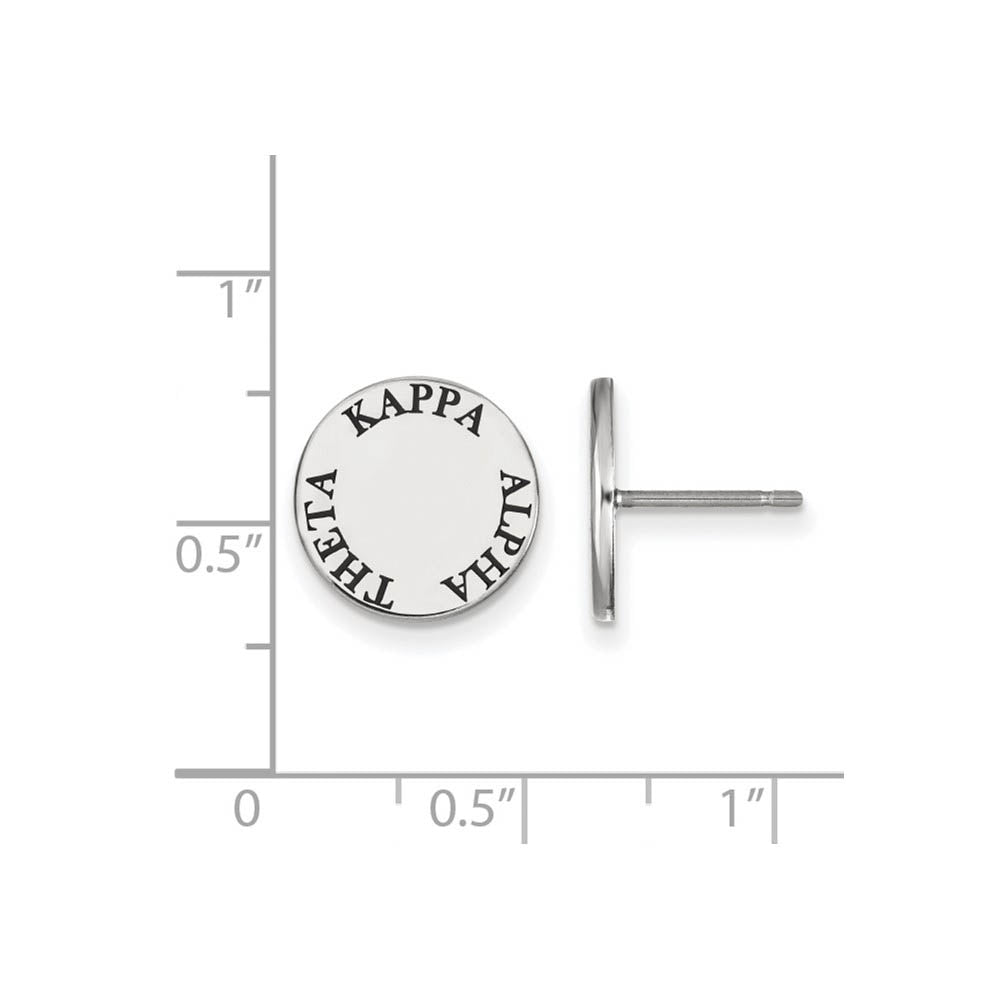 Alternate view of the Sterling Silver Kappa Alpha Theta Black Enamel Post Earrings by The Black Bow Jewelry Co.