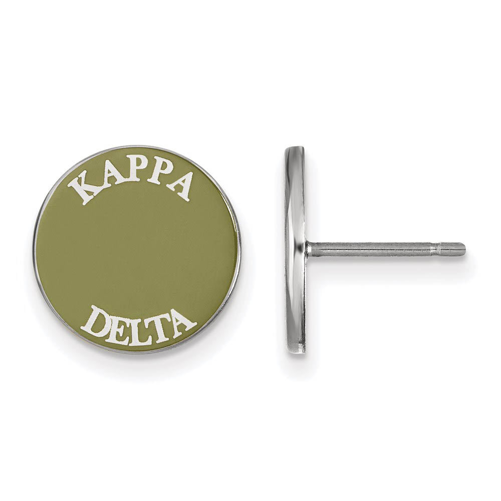 Sterling Silver Kappa Delta Enamel Disc Post Earrings, Item E17157 by The Black Bow Jewelry Co.