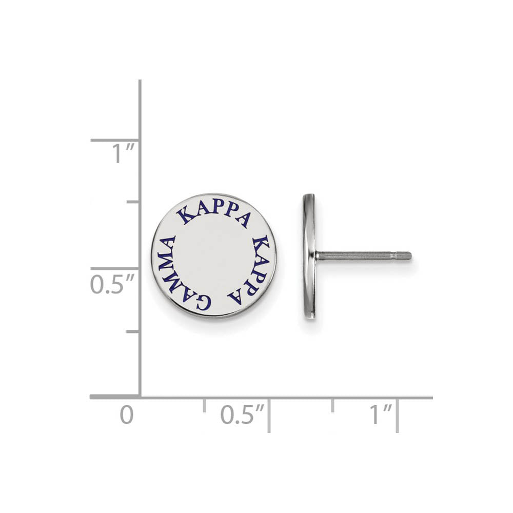 Alternate view of the Sterling Silver Kappa Kappa Gamma Blue Enamel Post Earrings by The Black Bow Jewelry Co.