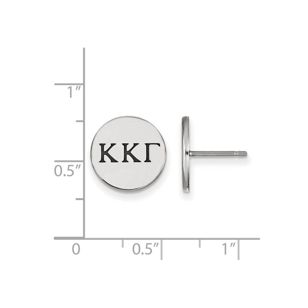 Alternate view of the Sterling Silver Kappa Kappa Gamma Black Enamel Greek Post Earrings by The Black Bow Jewelry Co.