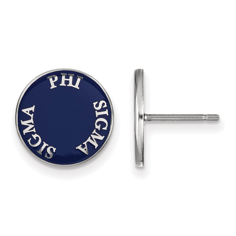 Sterling Silver Phi Sigma Sigma Enamel Disc Post Earrings, Item E17178 by The Black Bow Jewelry Co.