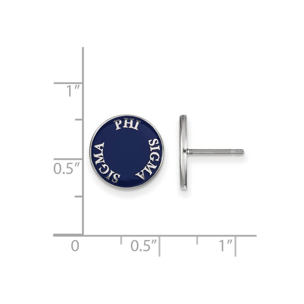 Alternate view of the Sterling Silver Phi Sigma Sigma Enamel Disc Post Earrings by The Black Bow Jewelry Co.