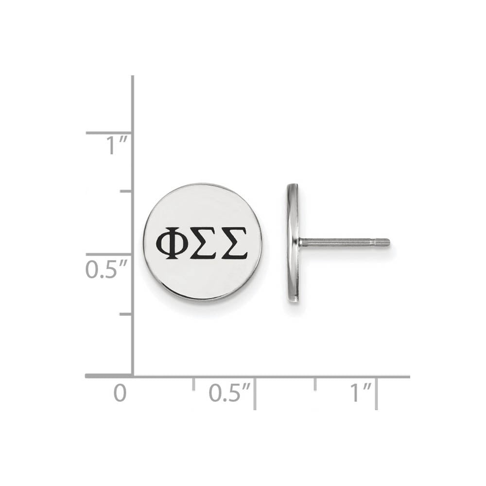 Alternate view of the Sterling Silver Phi Sigma Sigma Black Enamel Greek Post Earrings by The Black Bow Jewelry Co.