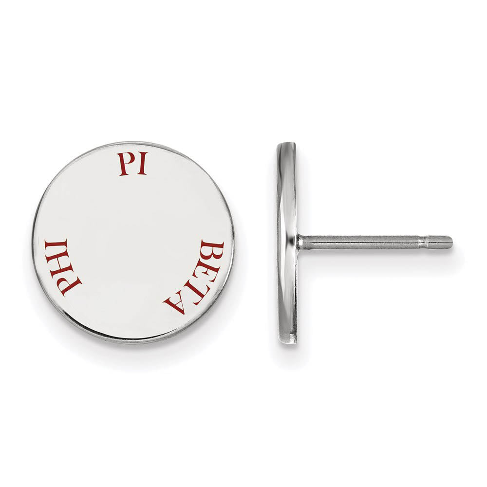 Sterling Silver Pi Beta Phi Red Enamel Post Earrings, Item E17186 by The Black Bow Jewelry Co.
