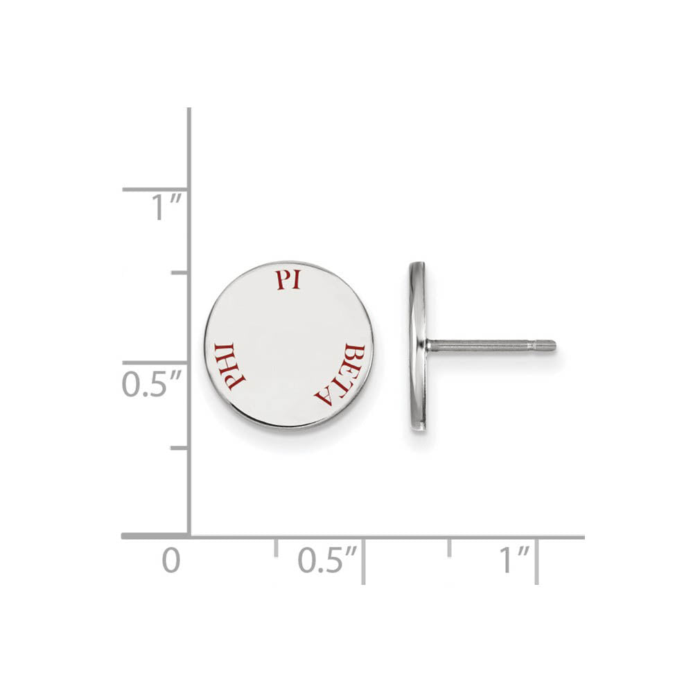 Alternate view of the Sterling Silver Pi Beta Phi Red Enamel Post Earrings by The Black Bow Jewelry Co.