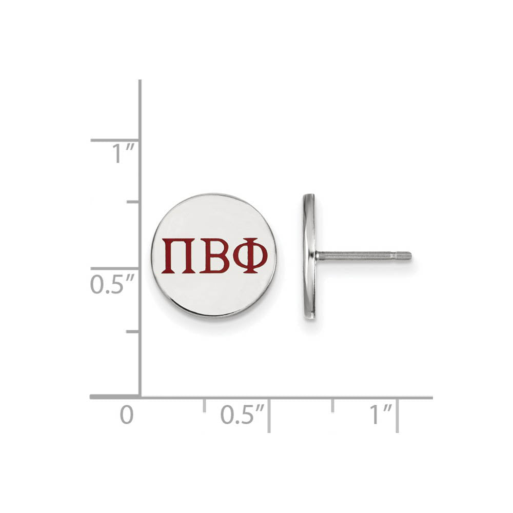 Alternate view of the Sterling Silver Pi Beta Phi Red Enamel Greek Letters Post Earrings by The Black Bow Jewelry Co.