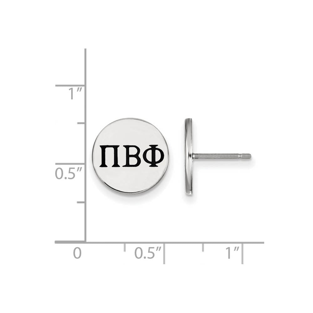 Alternate view of the Sterling Silver Pi Beta Phi Black Enamel Greek Letters Post Earrings by The Black Bow Jewelry Co.