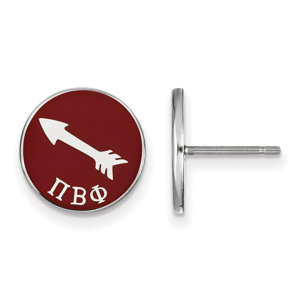 Sterling Silver Pi Beta Phi Red Enamel Arrow Post Earrings, Item E17190 by The Black Bow Jewelry Co.