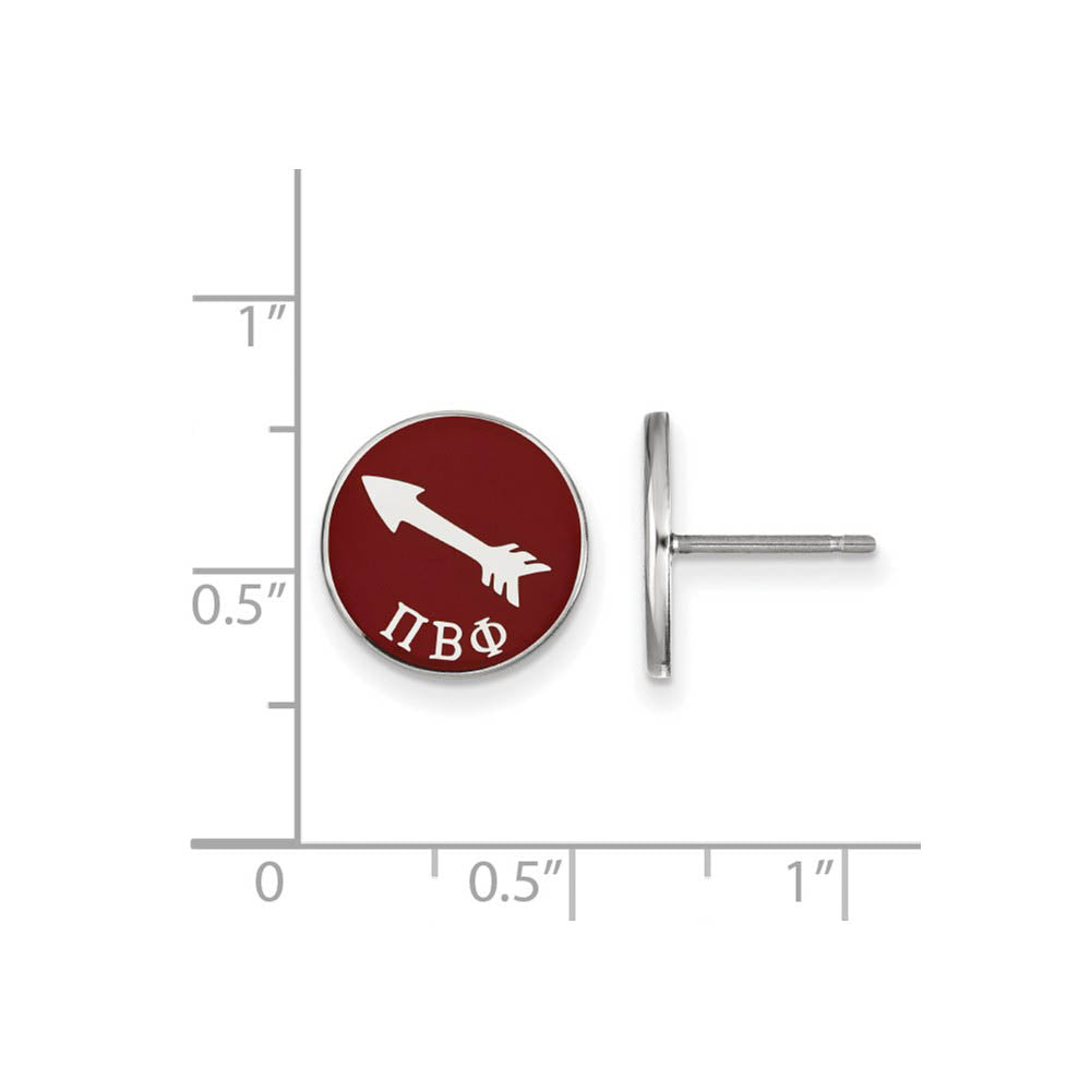 Alternate view of the Sterling Silver Pi Beta Phi Red Enamel Arrow Post Earrings by The Black Bow Jewelry Co.