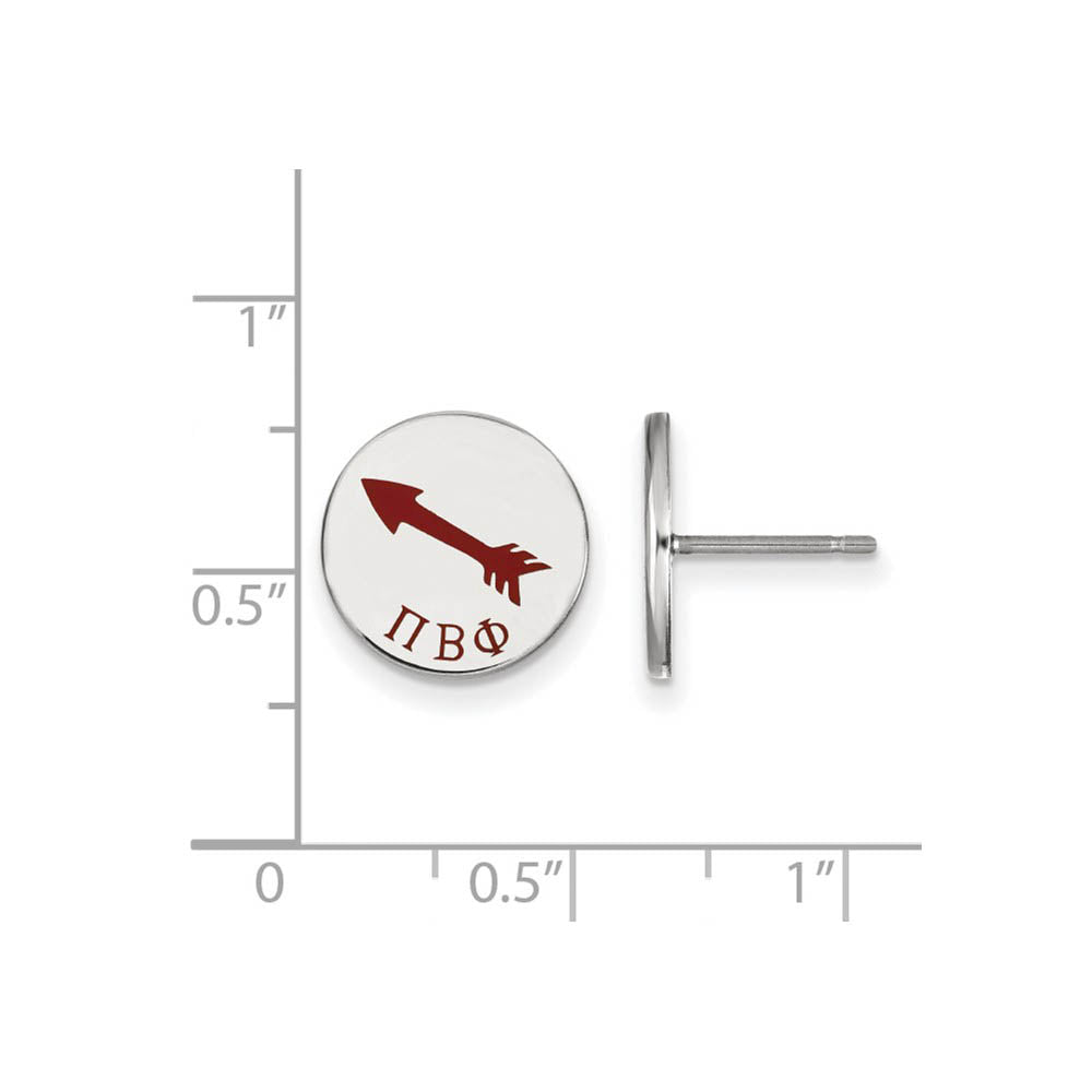 Alternate view of the Sterling Silver Pi Beta Phi Enamel Post Earrings by The Black Bow Jewelry Co.