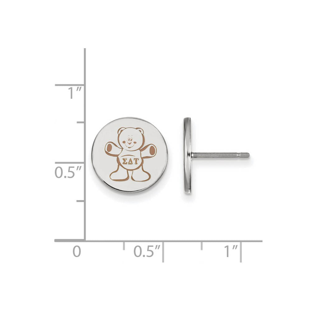Alternate view of the Sterling Silver Sigma Delta Tau Enamel Post Earrings by The Black Bow Jewelry Co.