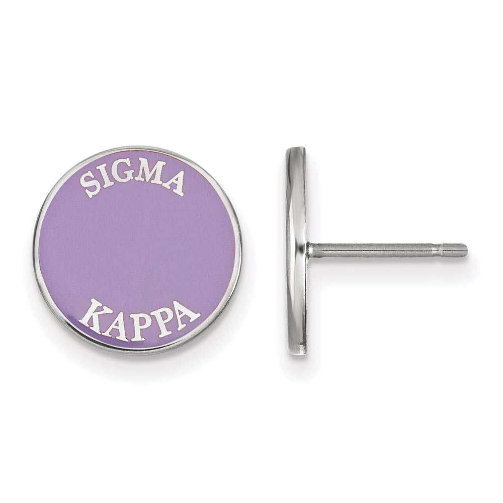 Sterling Silver Sigma Kappa Enamel Disc Post Earrings, Item E17199 by The Black Bow Jewelry Co.