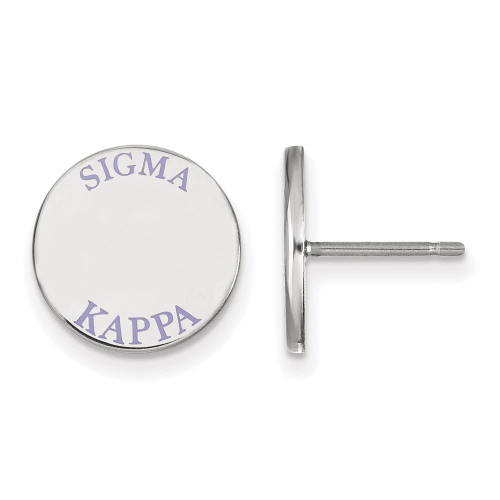 Sterling Silver Sigma Kappa Purple Enamel Post Earrings, Item E17200 by The Black Bow Jewelry Co.