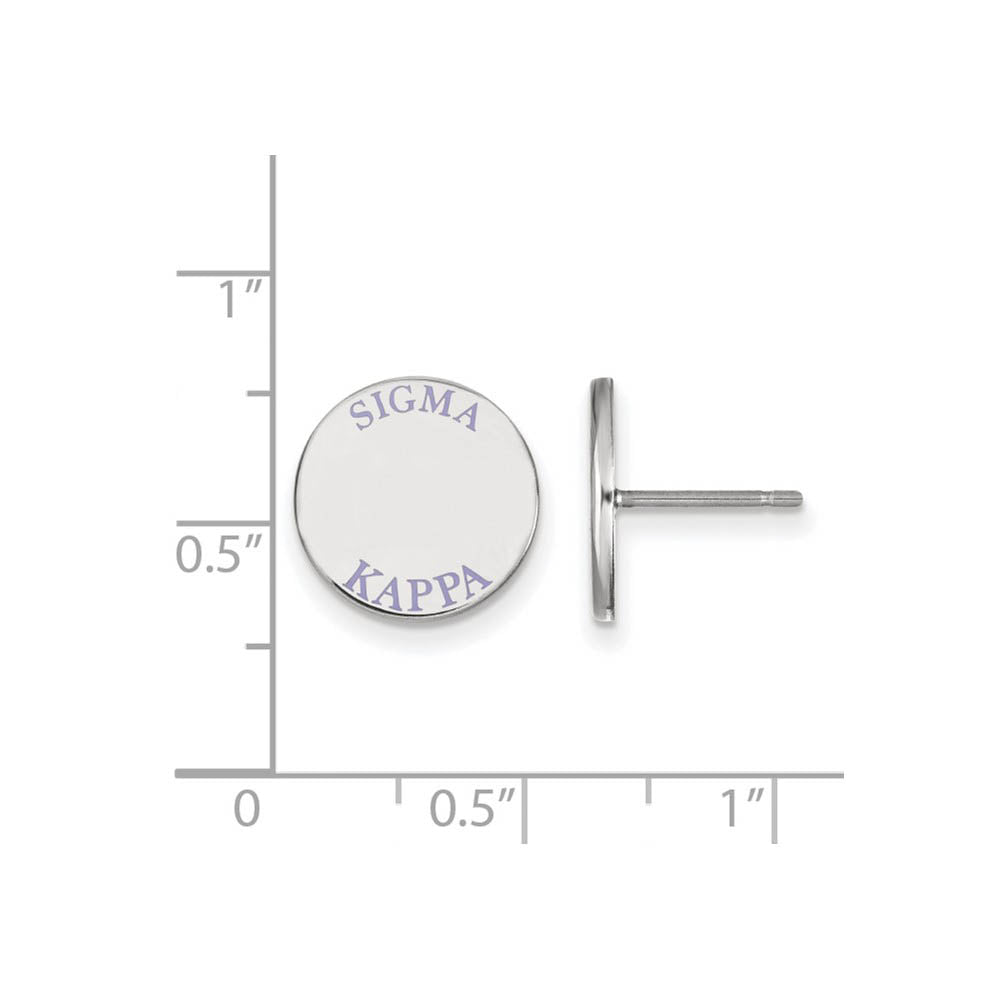 Alternate view of the Sterling Silver Sigma Kappa Purple Enamel Post Earrings by The Black Bow Jewelry Co.