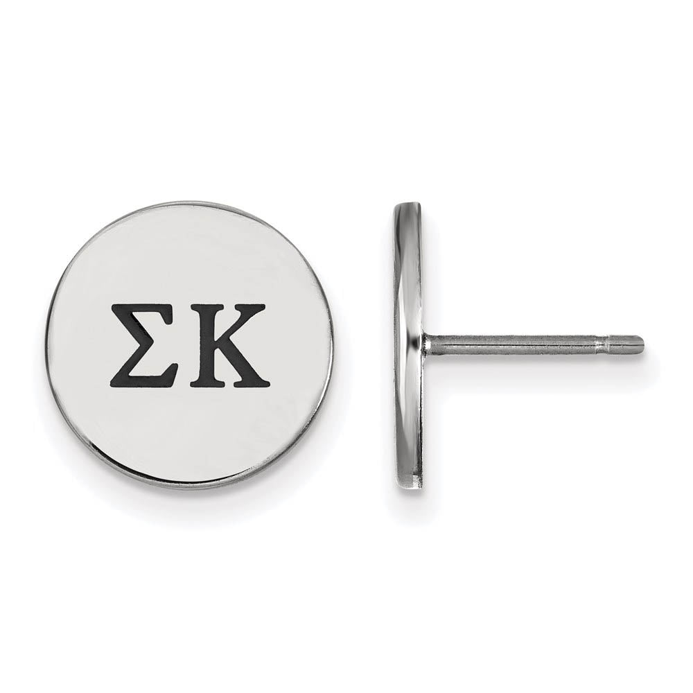 Sterling Silver Sigma Kappa Black Enamel Greek Letters Post Earrings, Item E17203 by The Black Bow Jewelry Co.