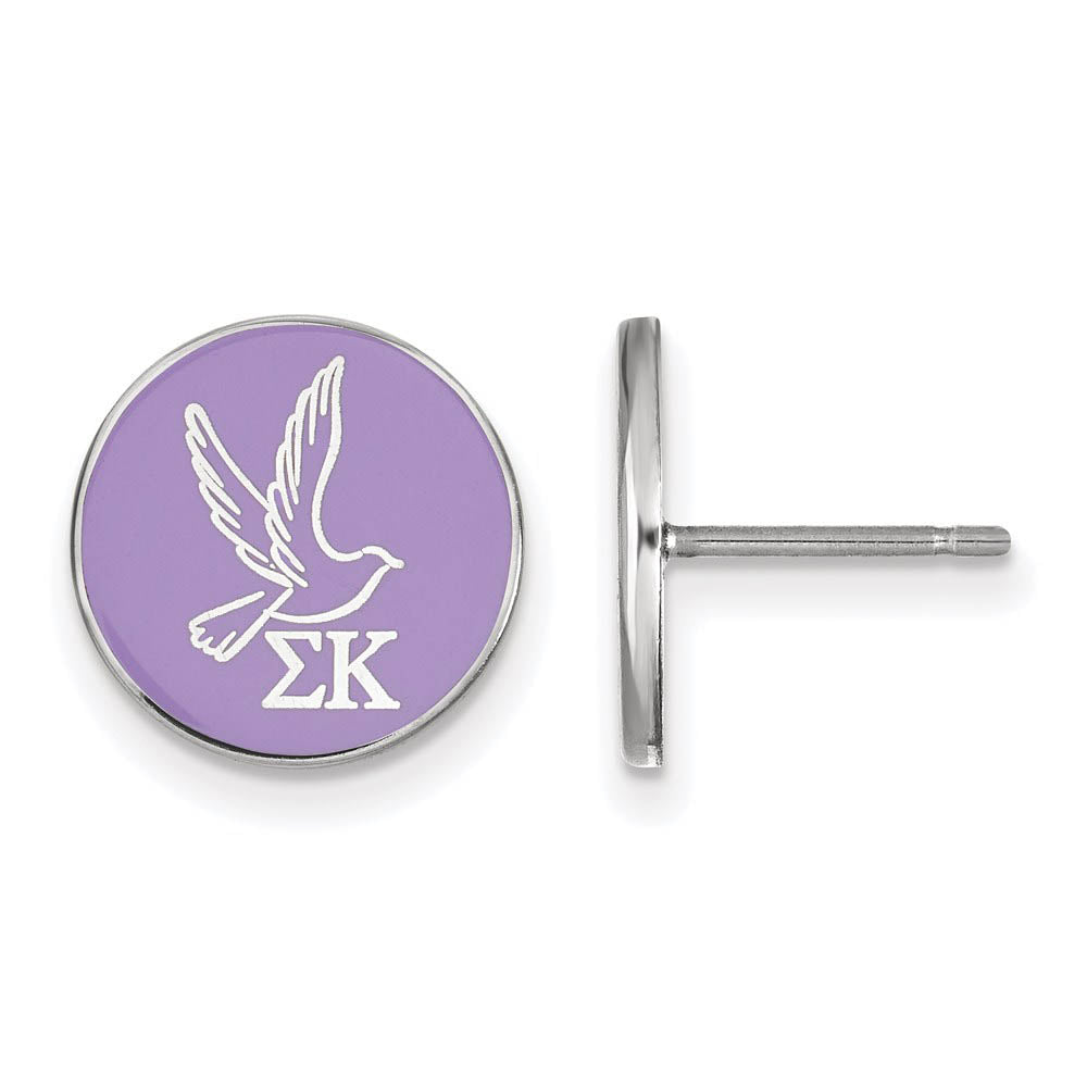 Sterling Silver Sigma Kappa Purple Enamel Dove Post Earrings, Item E17204 by The Black Bow Jewelry Co.